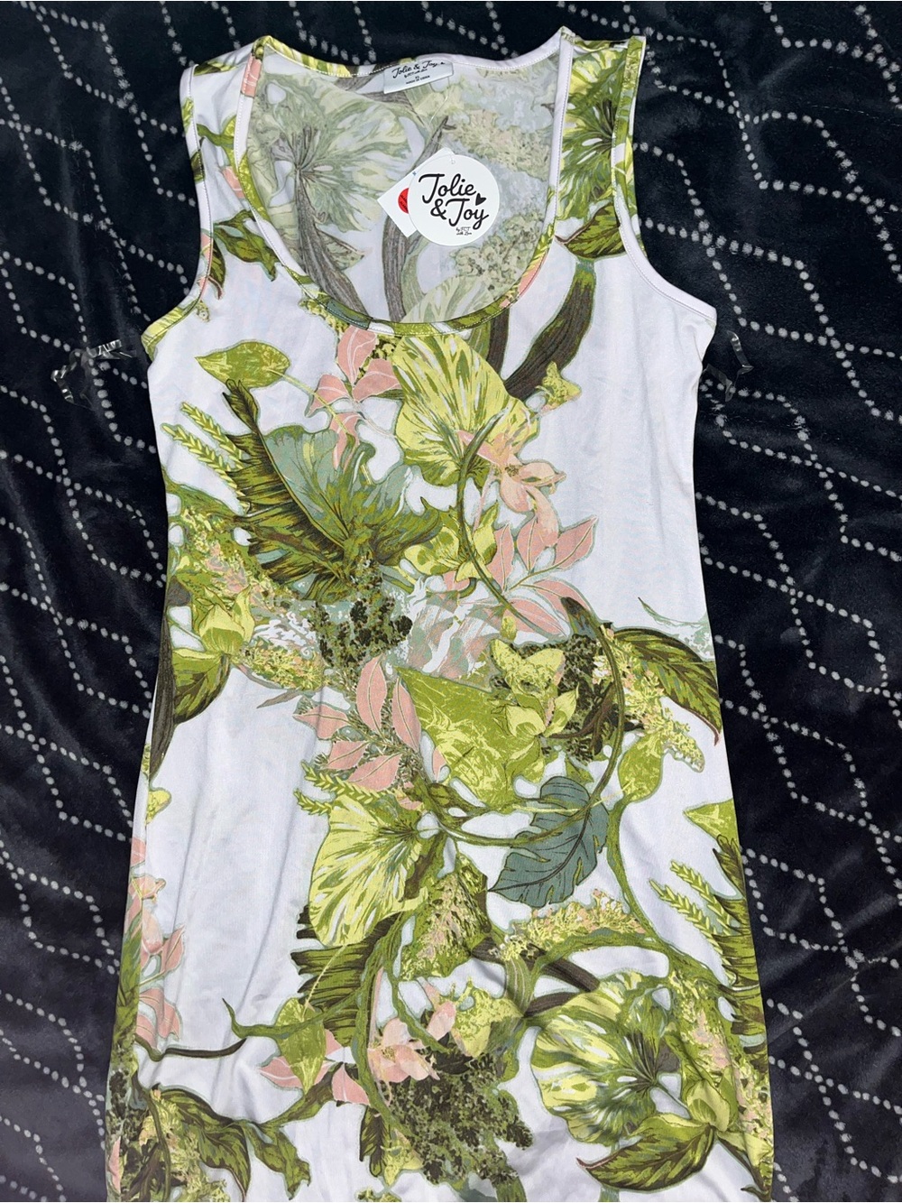 Jolie & Joy Green Floral Maxi Dress with Pink Accents